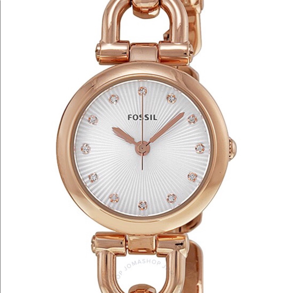 EUC FOSSIL Olive Rose Gold Steel Link Ladies Watch